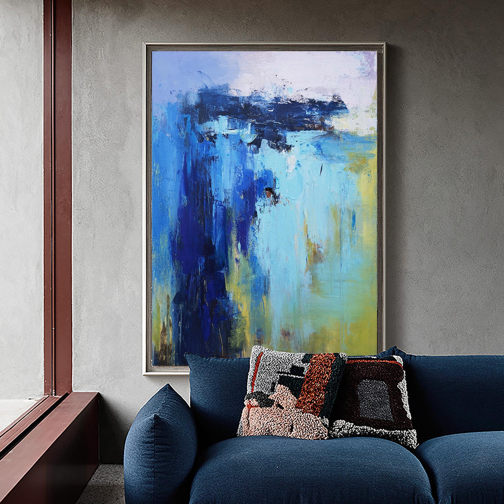 Large Abstract Coastal Canvas Art  Acrylic Abstract Beach Painting On Canvas For Living Room 