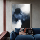 Oversized Navy Blue Abstract Painting Dark Blue Wall Art For Living Room