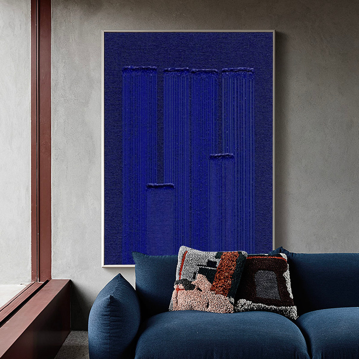 Large Klein Blue Painting Modern Minimalist Painting Klein Blue 3D Textured Painting For Sale