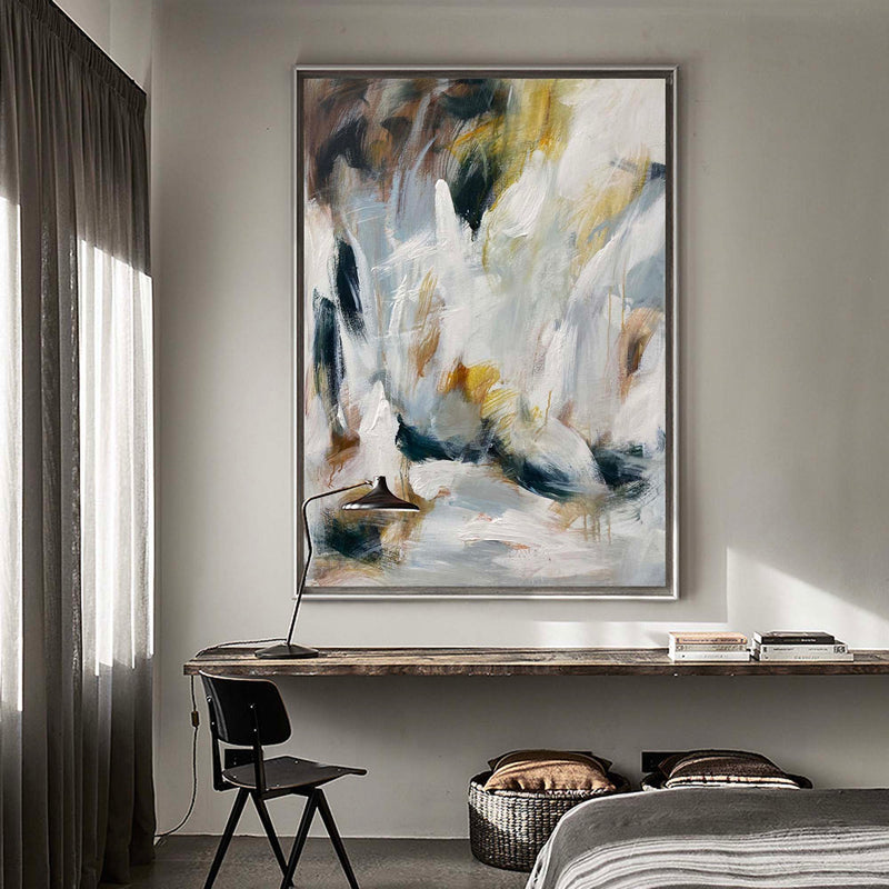 Extra Large Abstract Wall Art Grey Painting Abstract Canvas Painting Cozy Wall Deco For Sale
