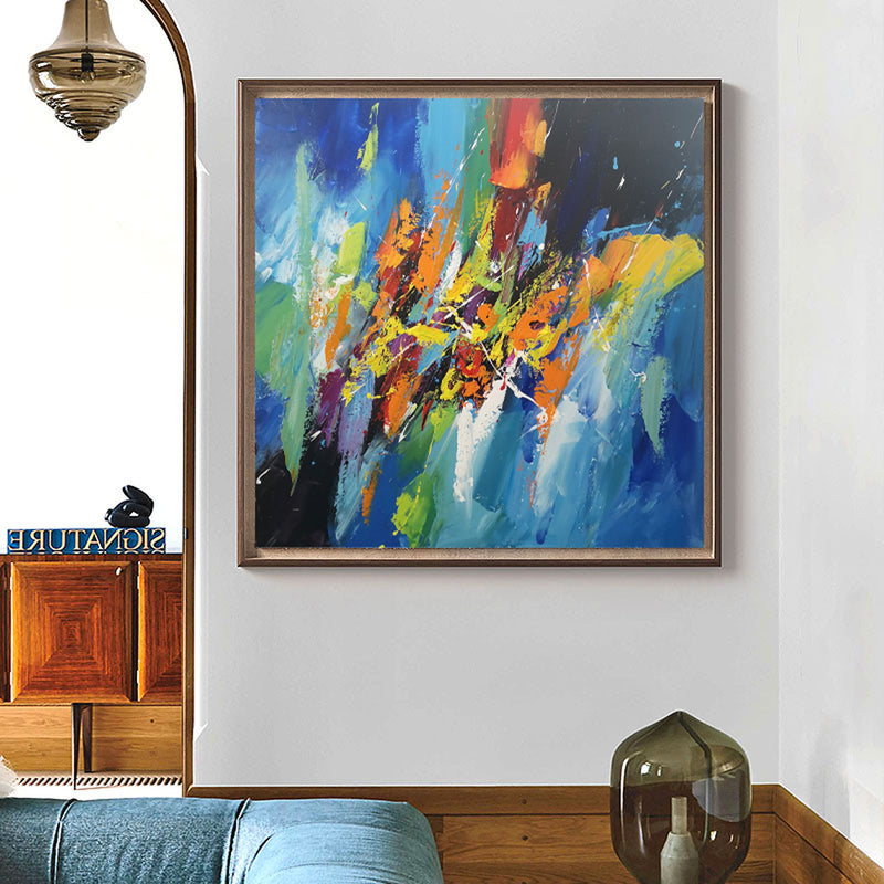 Abstract Wall Decor Contemporary Canvas Art Multicolor Painting For Home 40 x 40