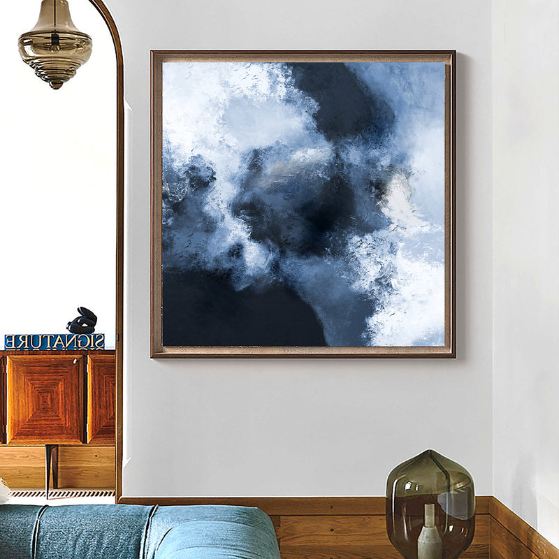 Blue Abstract Art Large Square Blue Wall Art Oversize Canvas Art Textured