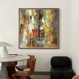 Colorful Abstract Wall Art, Rich Textured Canvas Art, Modern Large Acrylic Painting For Sale