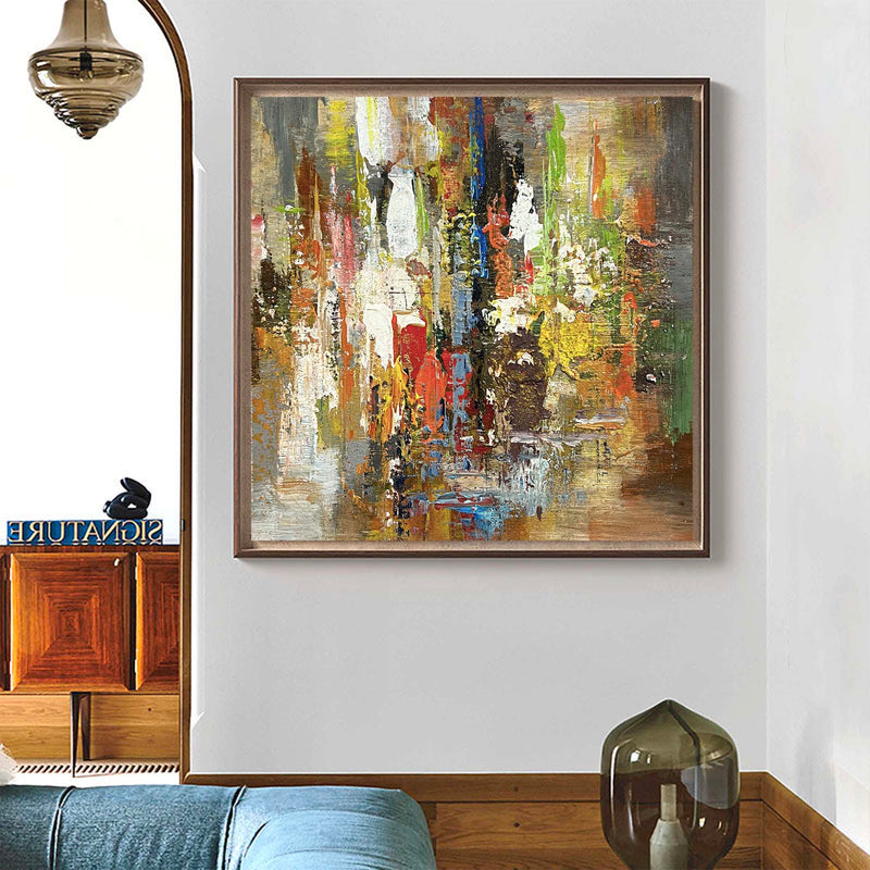 Colorful Abstract Wall Art, Rich Textured Canvas Art, Modern Large Acrylic Painting For Sale