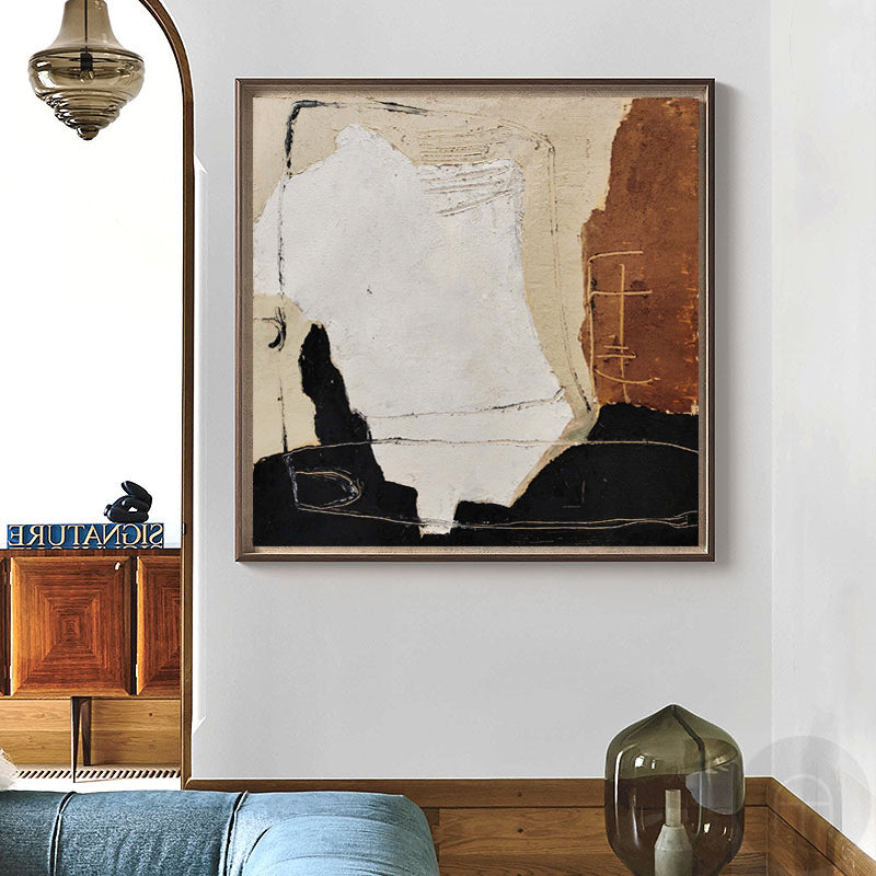 Modern Abstract Wall Art Brown Canvas Wall Art Large Japandi Abstract Art Painting For Sale