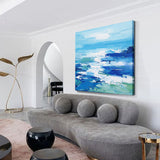 Original Blue Abstract Art Extra Large Abstract Painting Squares Canvas Painting For Sale