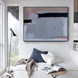 Modern Grey Pink Abstract Wall Art, Livingroom Canvas Wall Art, Modern Abstract Art For Sale