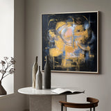 Black And Gold Abstract Flower Wall Art Livingroom Canvas Wall Art Acrylic Painting For Sale