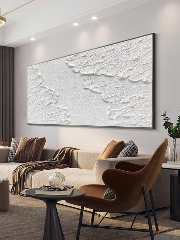 Luxury White Abstract Painting White 3D Textured Painting White 3D Minimalist Painting Large White Abstract Painting Modern abstract painting
