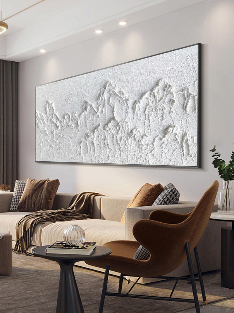 Luxury White Abstract Painting White 3D Textured Painting White 3D Minimalist Painting Large White Abstract Painting Modern abstract painting