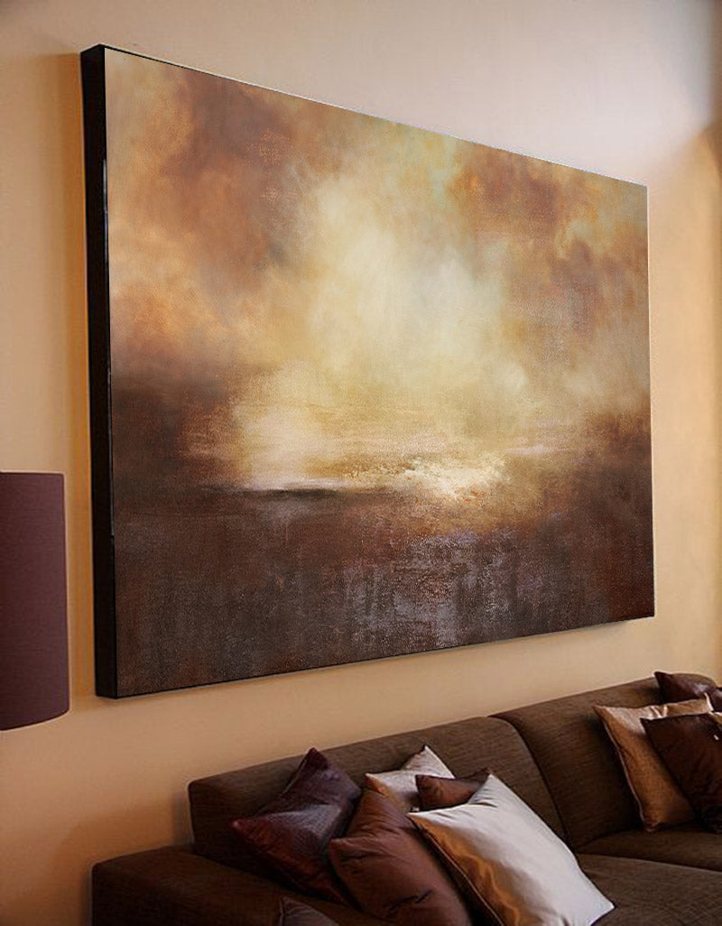 Abstract Coastal Wall Art Seaside Painting Abstract Seascapes Brown Modern Coastal Artwork