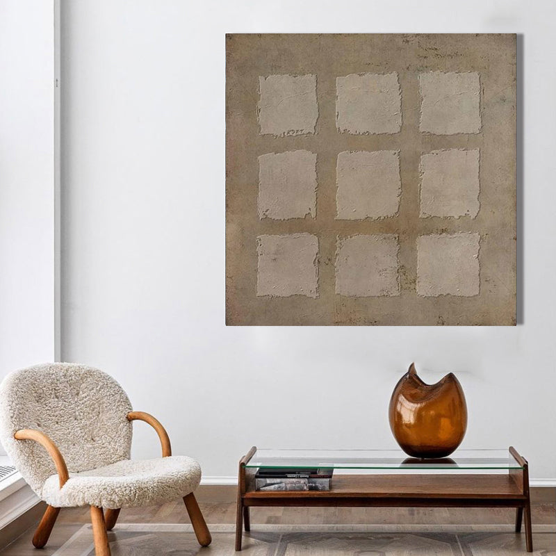Brown Minimalist Wall Art Wabi-sabi 3d Texture Painting Brown Abstract Art for Livingroom