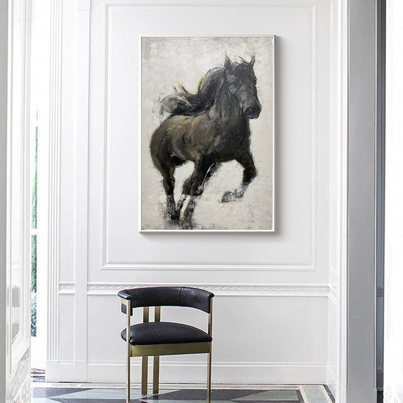 Large Modern Black Horse Painting Wall Art For Living Room Canvas Painting Horse Acrylic Painting