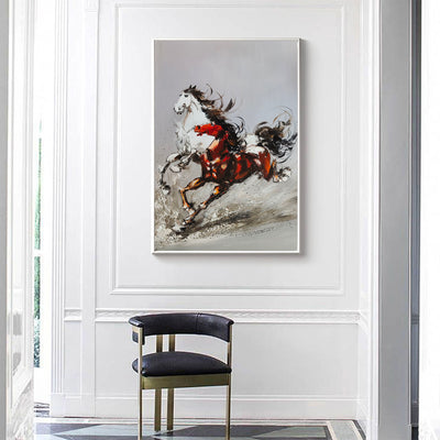 Rich Textured Running Horse Wall Art Modern Horse Textured Canvas Wall Art Horse Acrylic Painting For Sale