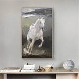 Contemporary Running White Horse Art Big Horse Oil Paintings On Canvas Horse Modern Wall Art