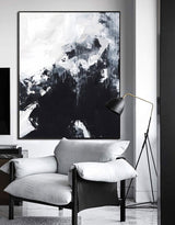 Black And White Abstract Painting Large Acrylic Wall Art Textured Abstract Art