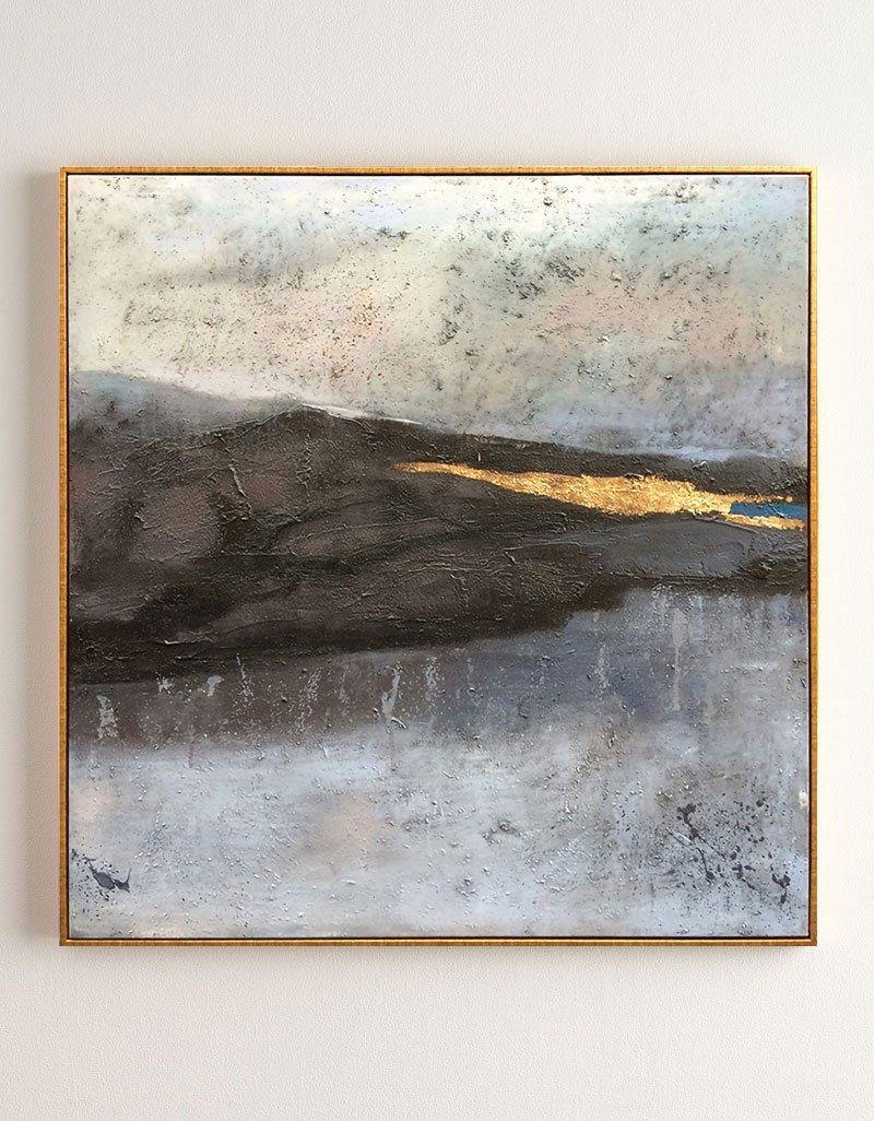 Coastal Wall Art Abstract Beach Art Abstract Seascape Paintings Gold Blown Art