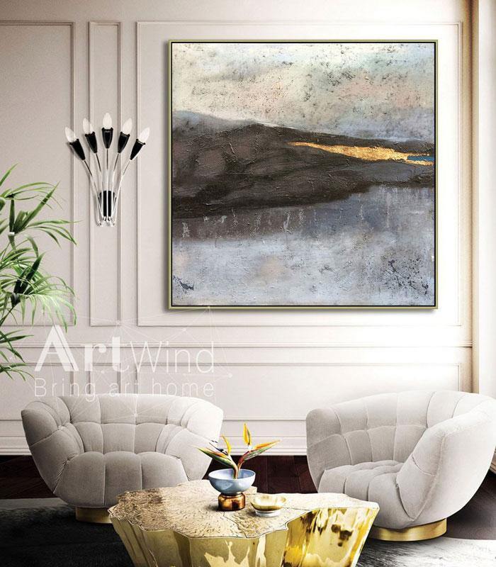 Coastal Wall Art Abstract Beach Art Abstract Seascape Paintings Gold Blown Art