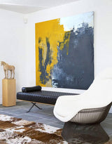 Yellow And Gray Wall Art Grey and Orange Modern Abstract Canvas Art