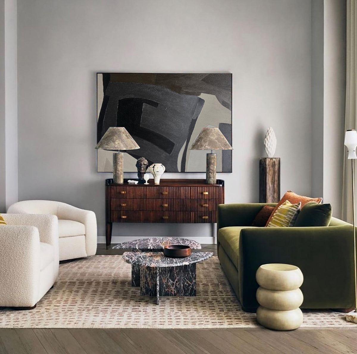 Black And Grey Wall Art Abstract Acrylic Art Canvas Painting For Living Room Painting Ideas On Home Decor