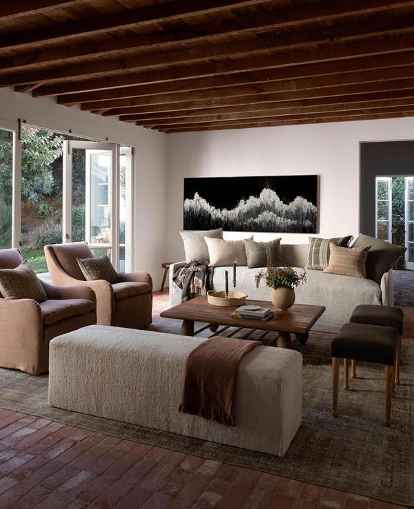 Modern Large Textured Black White Ocean Wave Abstract Painting Panoramic Wall Art Huge Canvas Art For Home Decor
