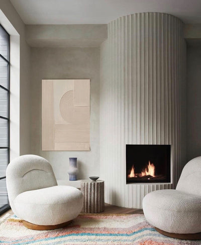 Modern Heavy Textured Painting Beige Abstract Wall Art Minimalist Acrylic Abstract Painting For Livingroom