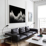 Large Black White Ocean Wave Abstract Painting Panoramic Wall Art Huge Canvas Art For Living Room