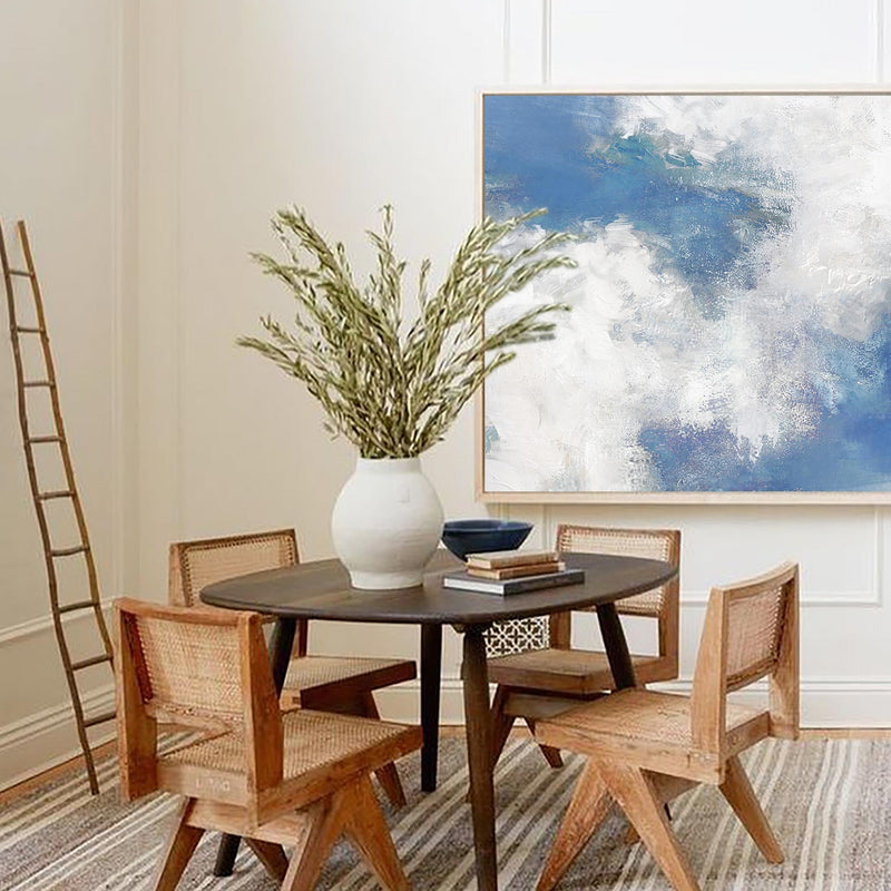 Blue White Abstract Landscape Painting For Living Room Extra Large Modern Abstract Art Painting For Home Decor