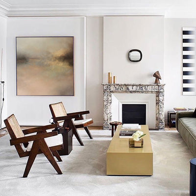 Oversize abstract landscape painting for japandi living room acrylic scenery painting on canvas 