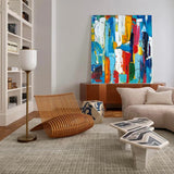 Original Colorful Abstract Art Extra Large Abstract Painting Squares Canvas Painting For Home Decor