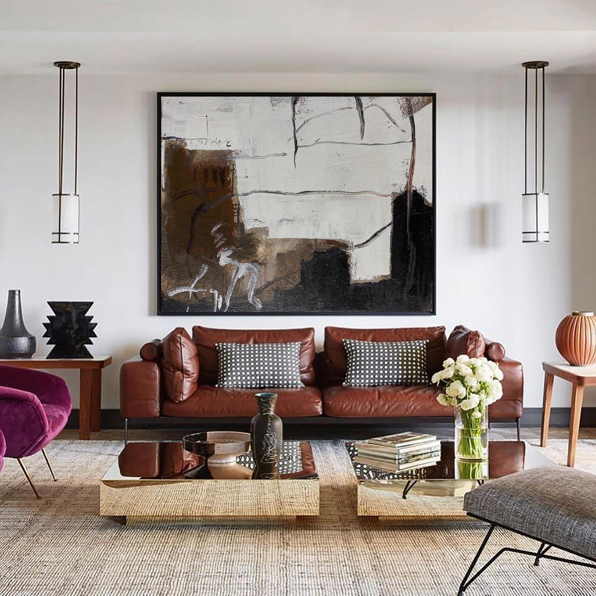 Black And Brown Wall Art Abstract Acrylic Art Canvas Painting For Living Room Painting Ideas On Home Decor