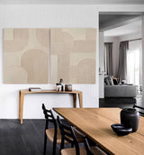 2 Piece Abstract Wall Art Abstract Acrylic Painting Beige Textured Minimalist Abstract Wall Art For Sale