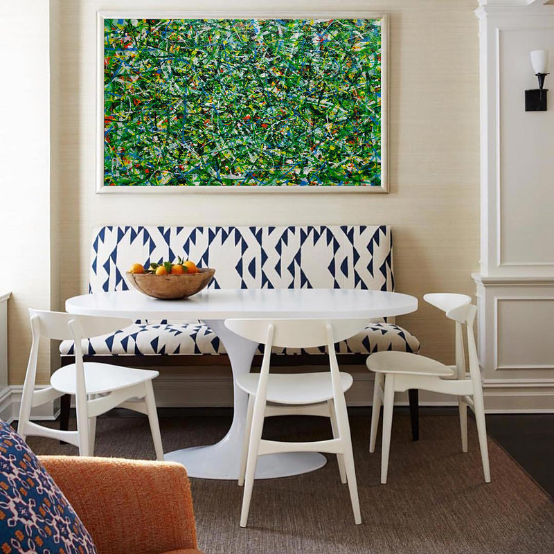 40'' X 30'' Modern Green Large Wall Art Abstract Horizontal Paintings Artwork In Stock For Sale