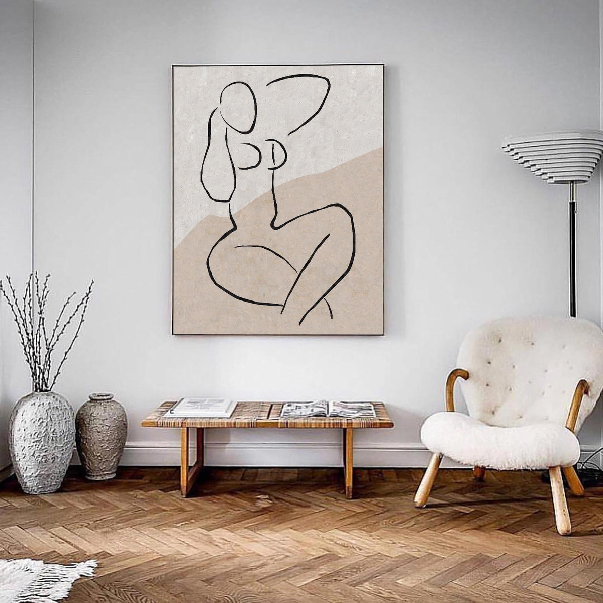 Modern Minimalist Painting Black And White Line Painting Minimalist Wall Art For Home Decor