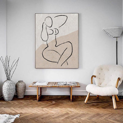Modern Minimalist Painting Black And White Line Painting Minimalist Wall Art For Home Decor