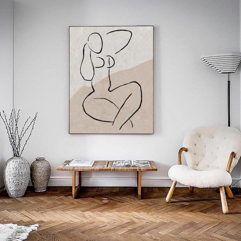 Modern Minimalist Painting Black And White Cool Body Shape Abstract Minimalist Painting For Home Decor Geometric Acrylic Painting Ideas