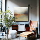modern grey and brown abstract landscape oil painting decorative painting for japandi interior acrylic scenery painting