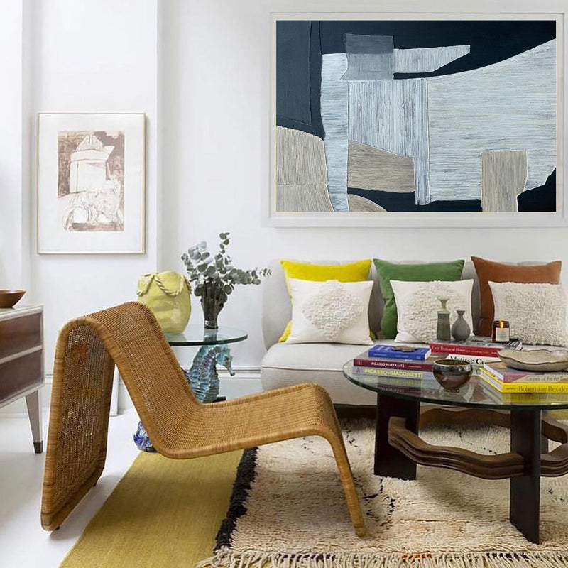 large abstract wall art modern black and grey abstract art abstract acrylic painting oversized wall art