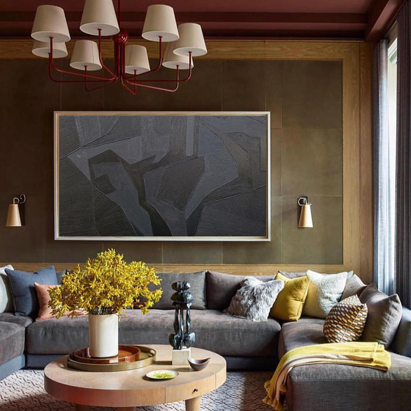 luxury black abstract art minimalist wall art large canvas art for living room