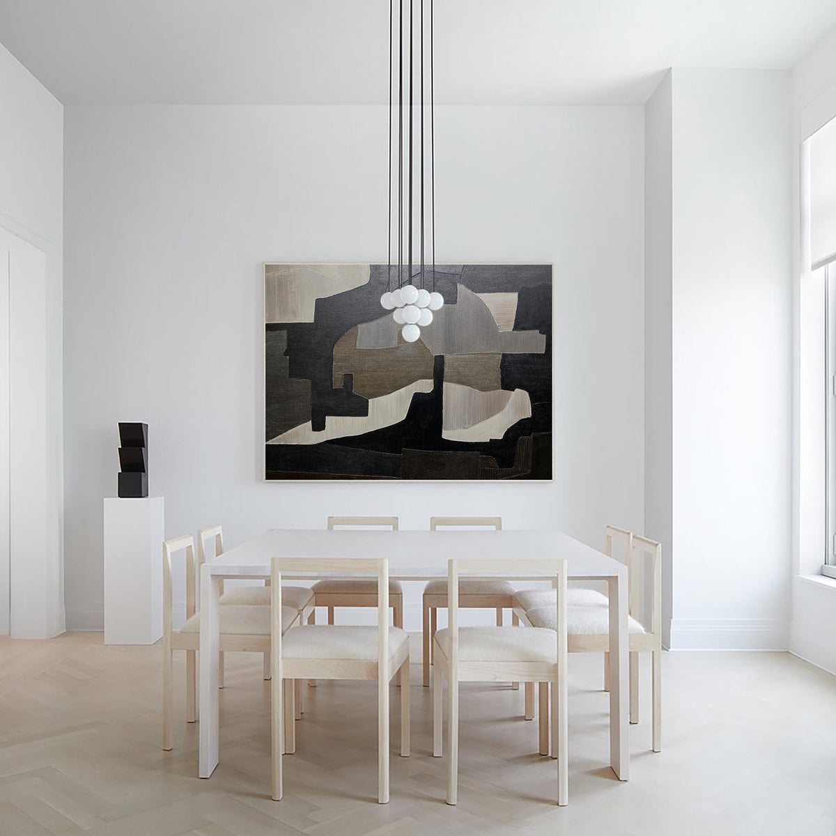 Black And Grey Wall Art Abstract Acrylic Art Canvas Painting For Living Room Painting Ideas On Home Decor