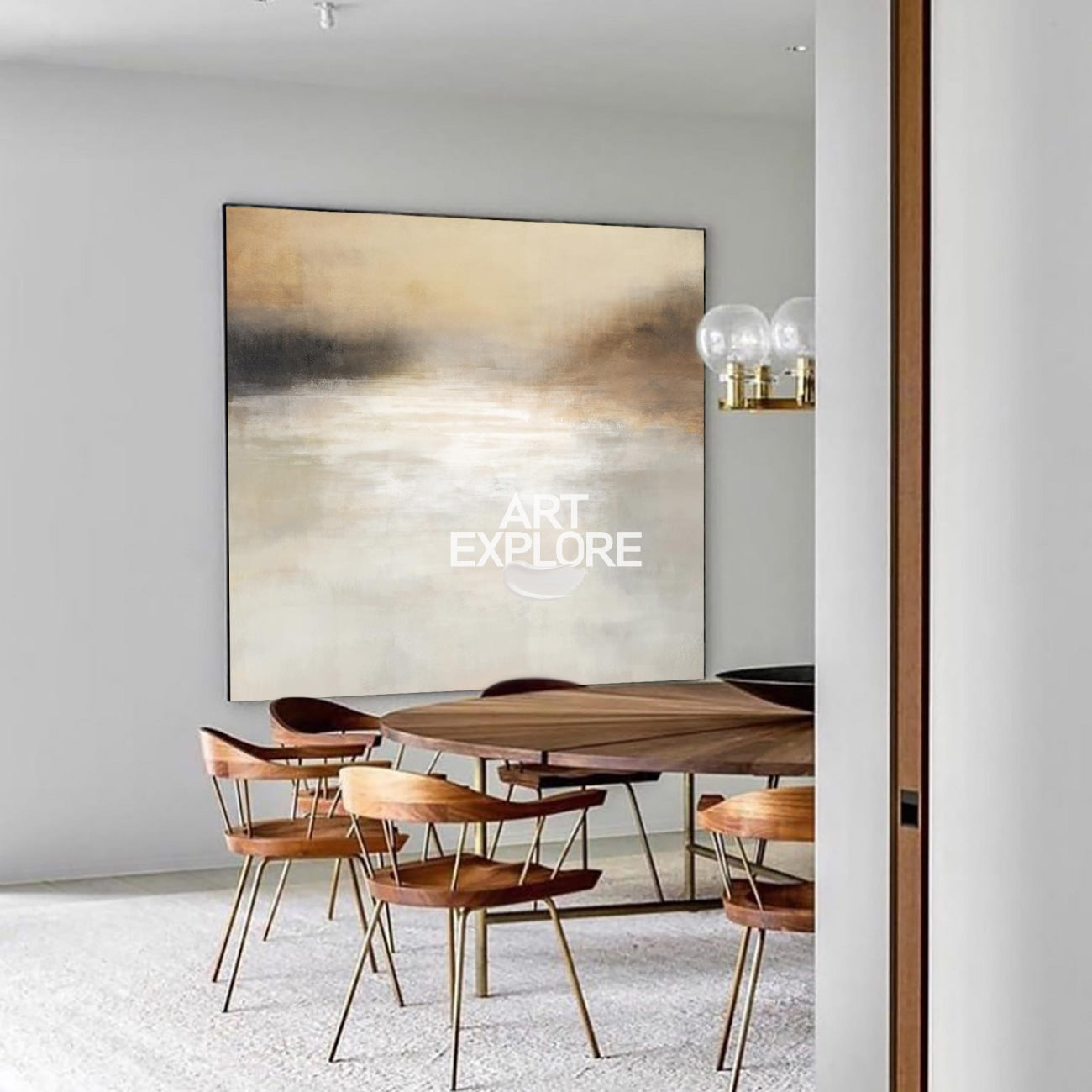 Extra large square abstract landscape painting acrylic scenery painting contemporary landscape painting for dining room