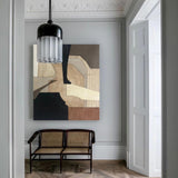 black and brown minimalist painting abstract acrylic painting canvas wall art for living room