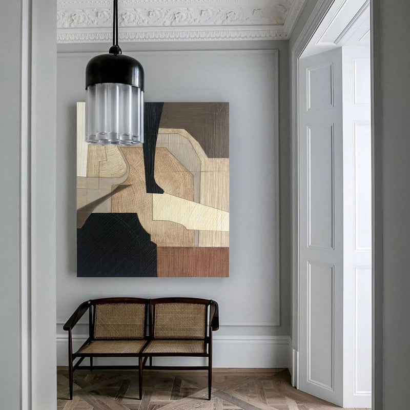 black and brown minimalist painting abstract acrylic painting canvas wall art for living room