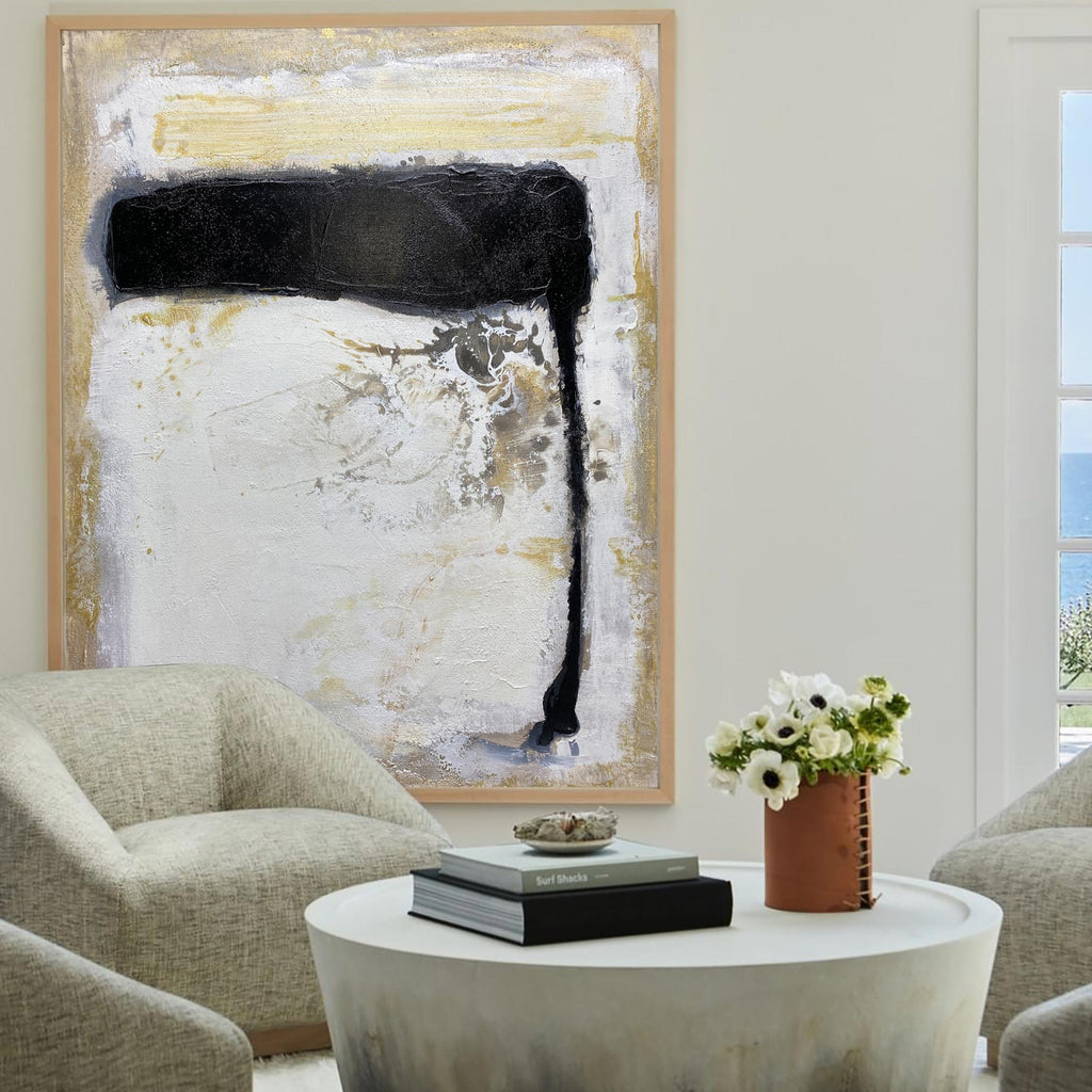 Black And Gold Artwork Oversized Framed Wall Art Extra Large Abstract ...