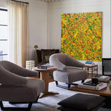 36'' X 36'' Modern Yellow Large Wall Art Abstract Square Paintings Artwork In Stock For Sale