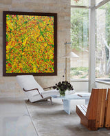 36'' X 36'' Modern Yellow Large Wall Art Abstract Square Paintings Artwork In Stock For Sale