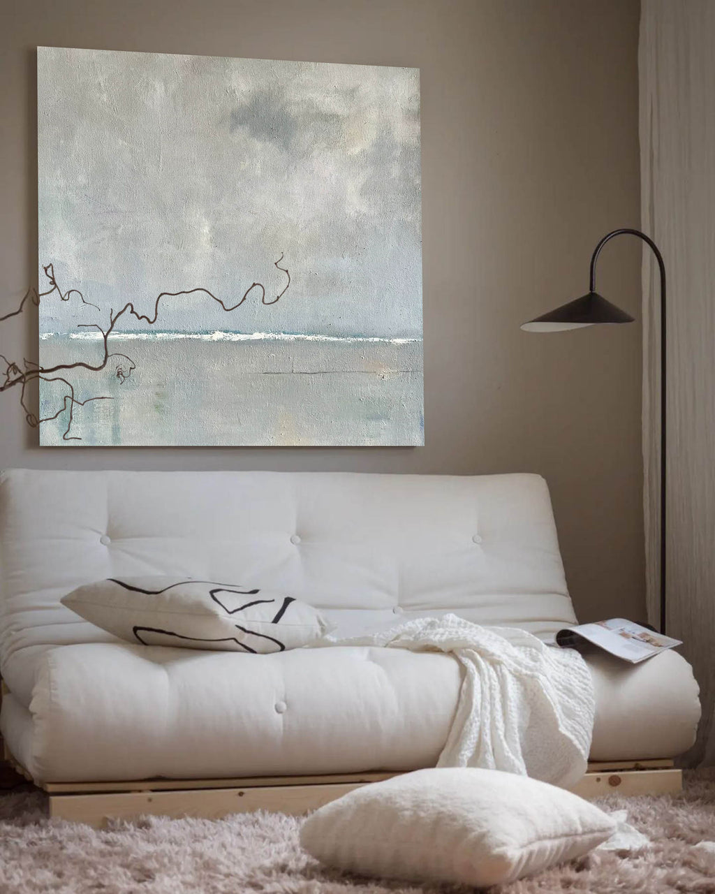 Modern Square Acrylic Painting Netural Abstract Wall Art Large Canvas ...