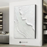 Modern 3D White Abstract Art Minimalist Painting Rich Textured Art White Plaster Wall Art