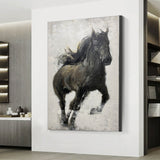 Large Modern Black Horse Painting Wall Art For Living Room Canvas Painting Horse Acrylic Painting