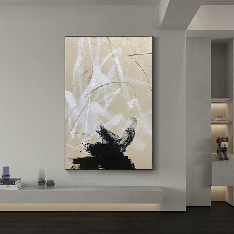 Modern Heavy Textured Painting Large Beige Abstract Wall Art Acrylic Painting For Livingroom